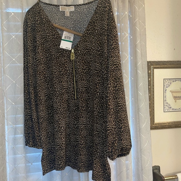 MICHAEL Michael Kors Tops - Michael Kors Large‎ Leopard Blouse with Zipper